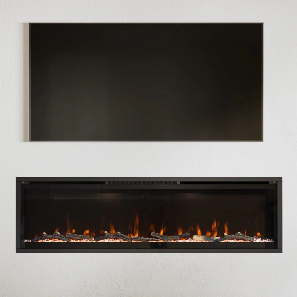 2026 Modern Ember 60 in. Aerus LED Smart Electric Fireplace in Black with App Remote Control, Timer, and Multi-Color Flames