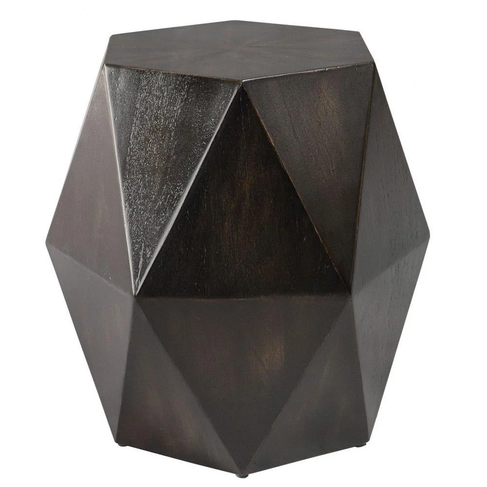 Geometric Accent Table-18 inches Tall and 18 inches Wide-Worn Black/Natural Distress Finish Bailey Street Home