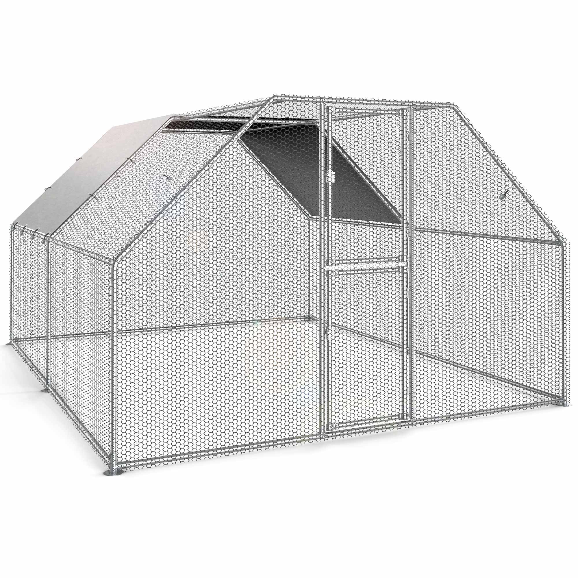 2026 Dextrus Chicken Run Coop 13.1 x 9.8 x 6.4 ft Large Metal Chicken Coop Spire Shaped, Walk-in Hen Cage, Outdoor Poultry Cage with Waterproof Cover and Wire Mesh for Backyard,Yard Outdoor