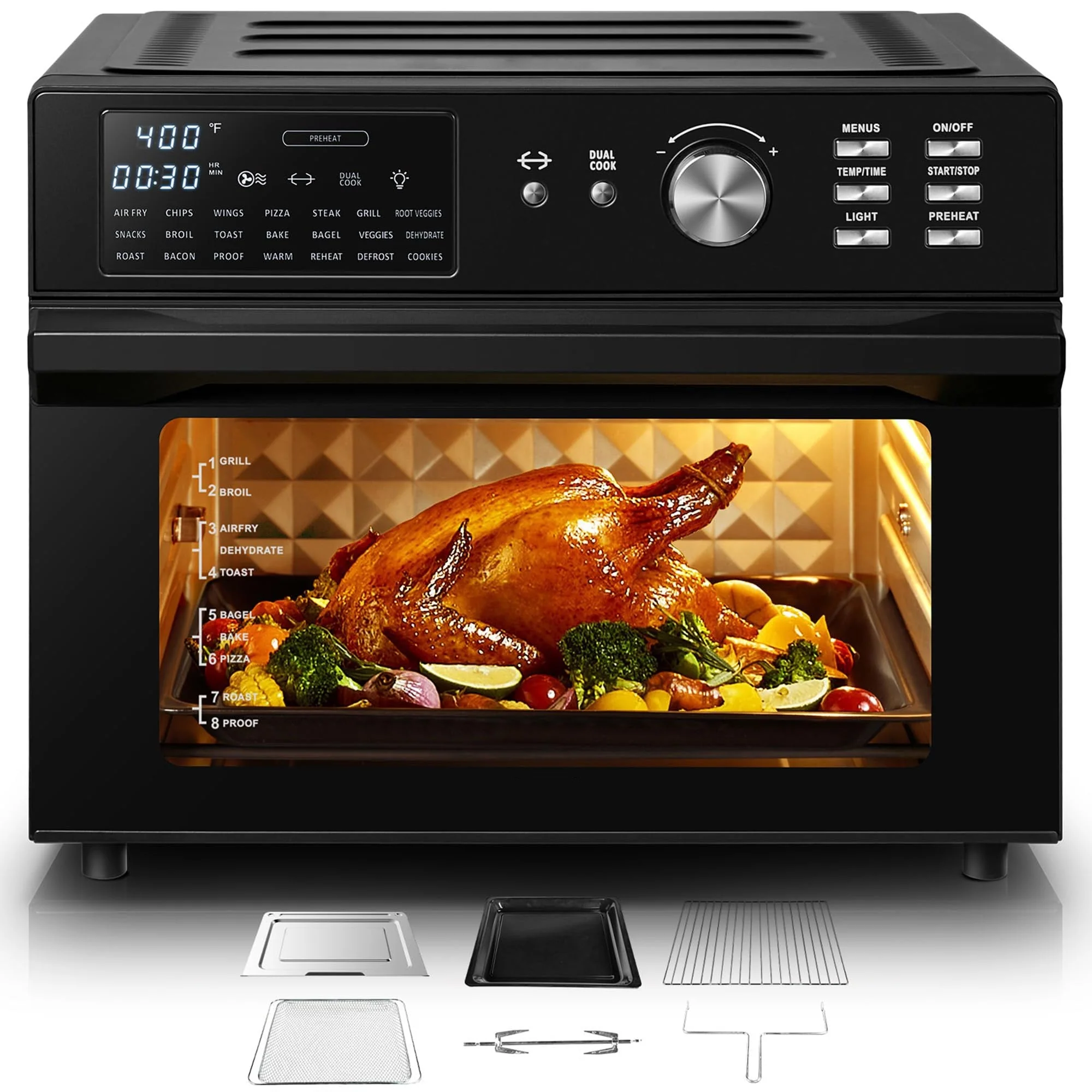 2026 32QT Air Fryer Oven 21-IN-1 Multifunctional Toaster Oven Combo