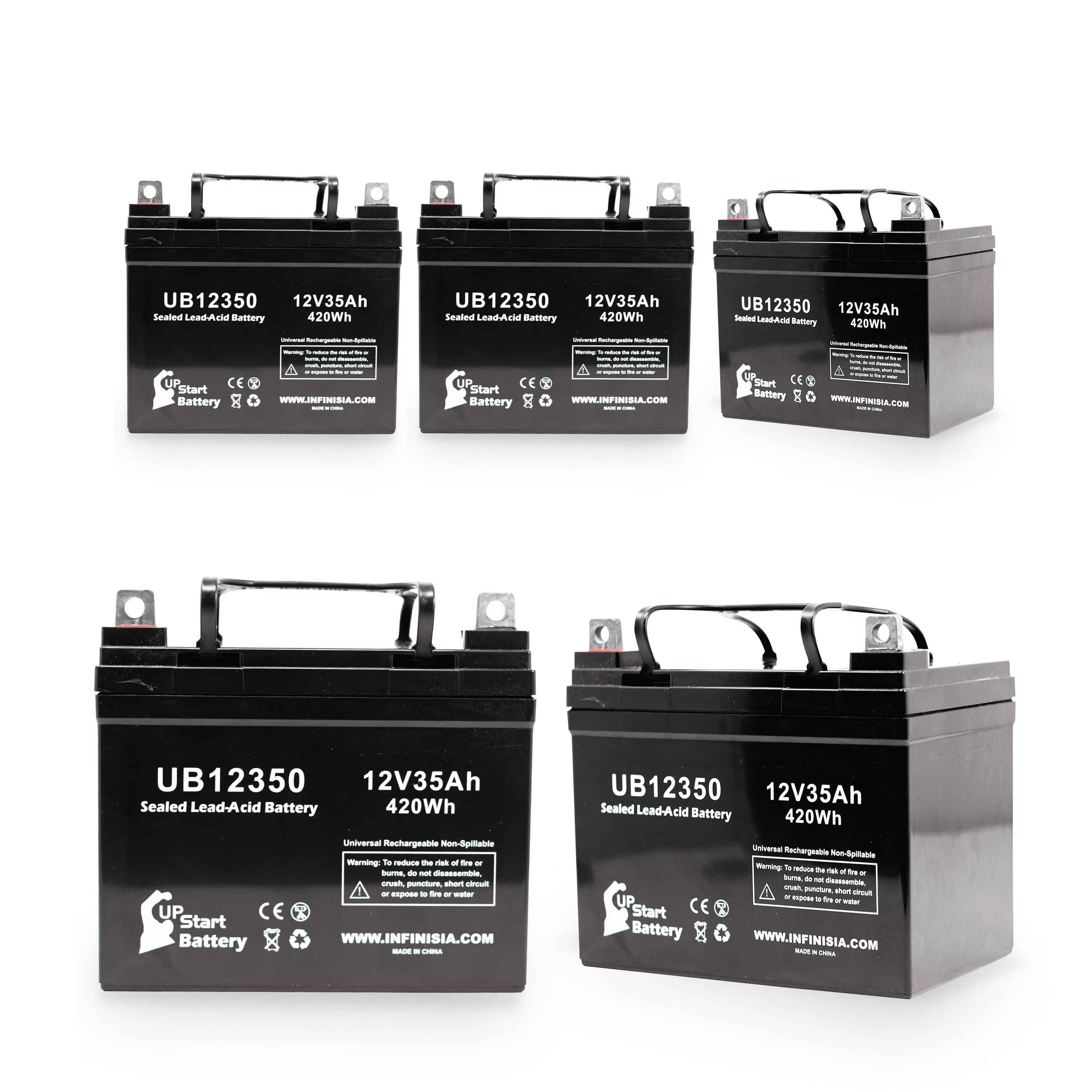 5x Pack - Compatible Imc Heartway Escape H Battery - Replacement UB12350 Universal Sealed Lead Acid Battery (12V, 35Ah, 35000mAh, L1 Terminal, AGM, SLA)