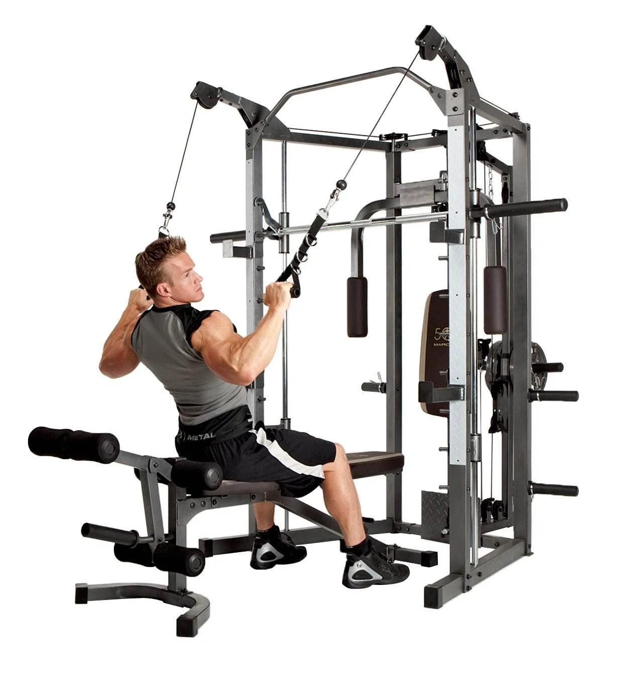 2026 Marcy Combo Heavy Duty Full Body Home Exercise Gym Equipment, Gray/Brown