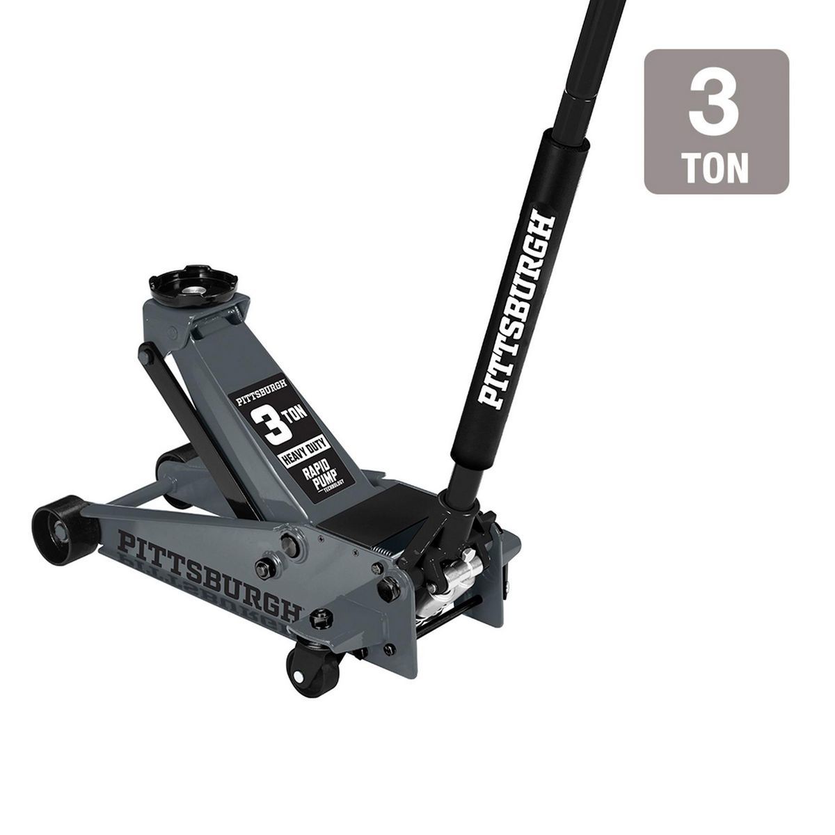 2026 PITTSBURGH 3 Ton Floor Jack with RAPID PUMP, Slate Gray