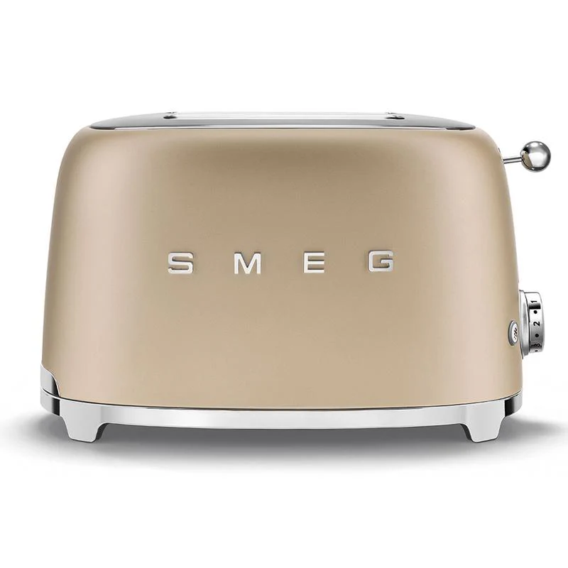 2026 SMEG TSF01CHMUK 50s Retro Style 2 Slice Toaster Matte Champagne