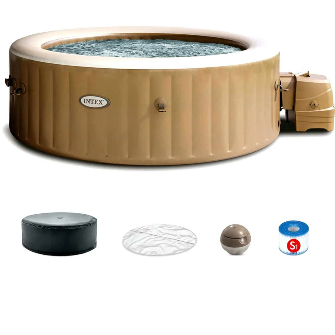 Intex PureSpa Bubble Massage 120-Jet Inflatable Hot Tub Spa Set