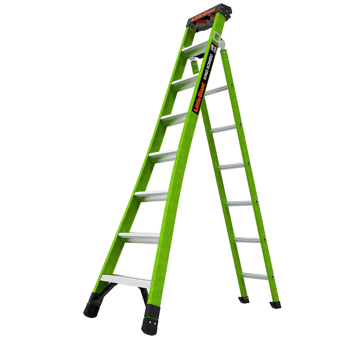 Little Giant 13908-303 KING KOMBO Professional 8' Fiberglass 3-in-1 Ladder, CSA Type IAA, 375 lbs Capacity