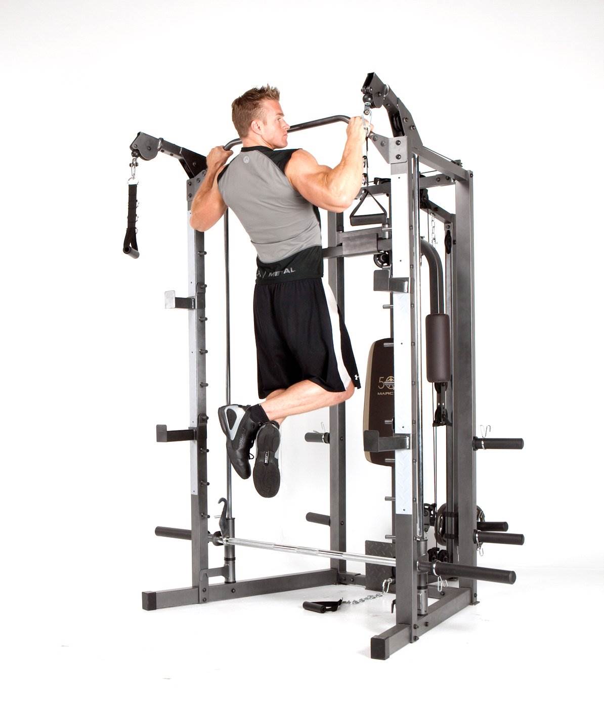 2026 Marcy Combo Heavy Duty Full Body Home Exercise Gym Equipment, Gray/Brown