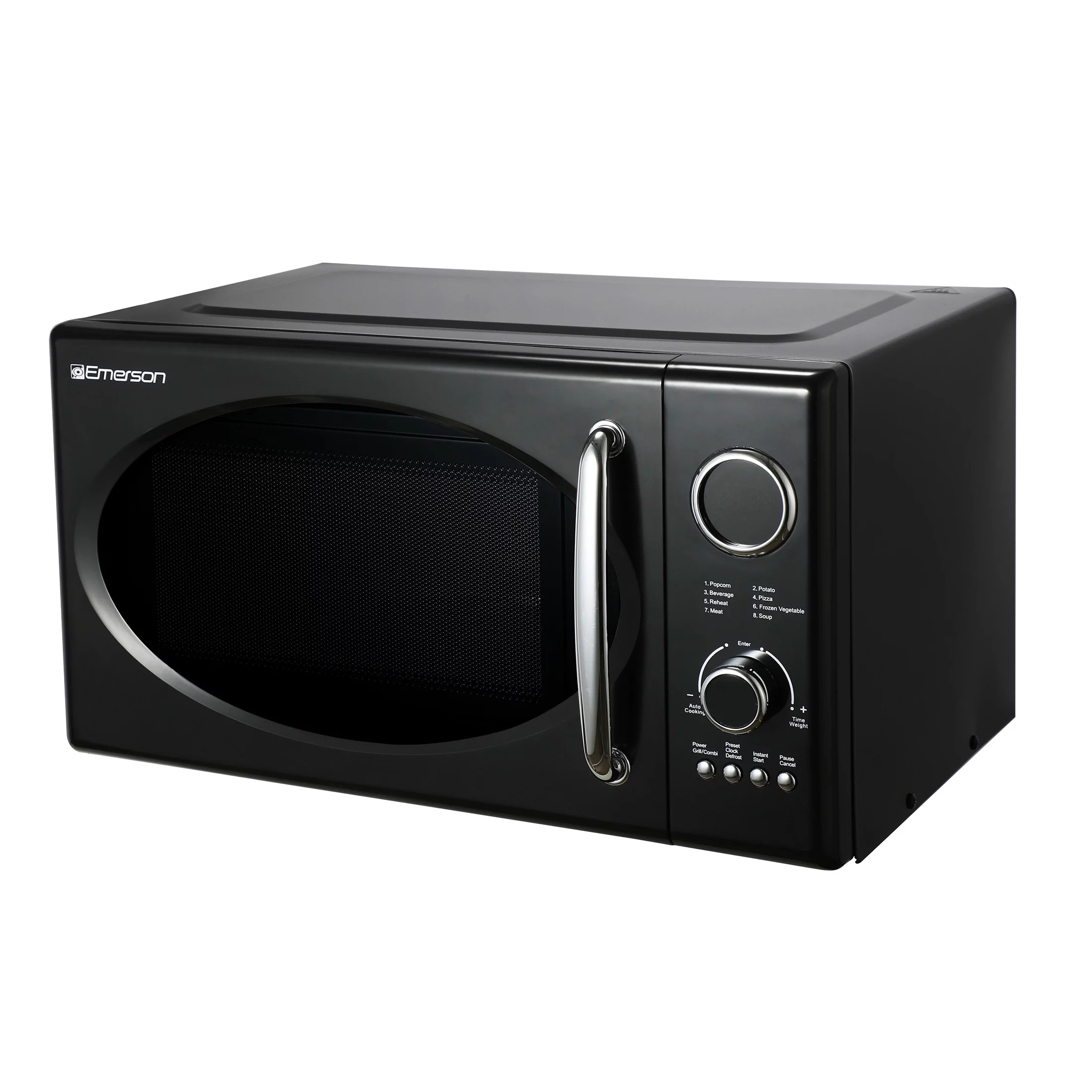 2026 Emerson 0.9 Cu Ft, 800W Retro Black Microwave Oven with Grill, MWRG0901BK