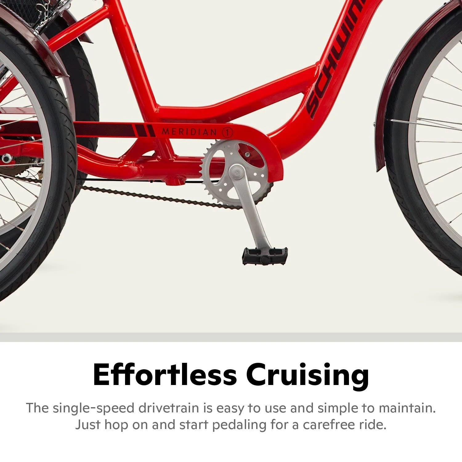 Schwinn Meridian Deluxe Adult Tricycle Bike, Three Wheel Cruiser, 26-inch Wheels, Low Step-Through Aluminum Frame, Adjustable Handlebars, Large