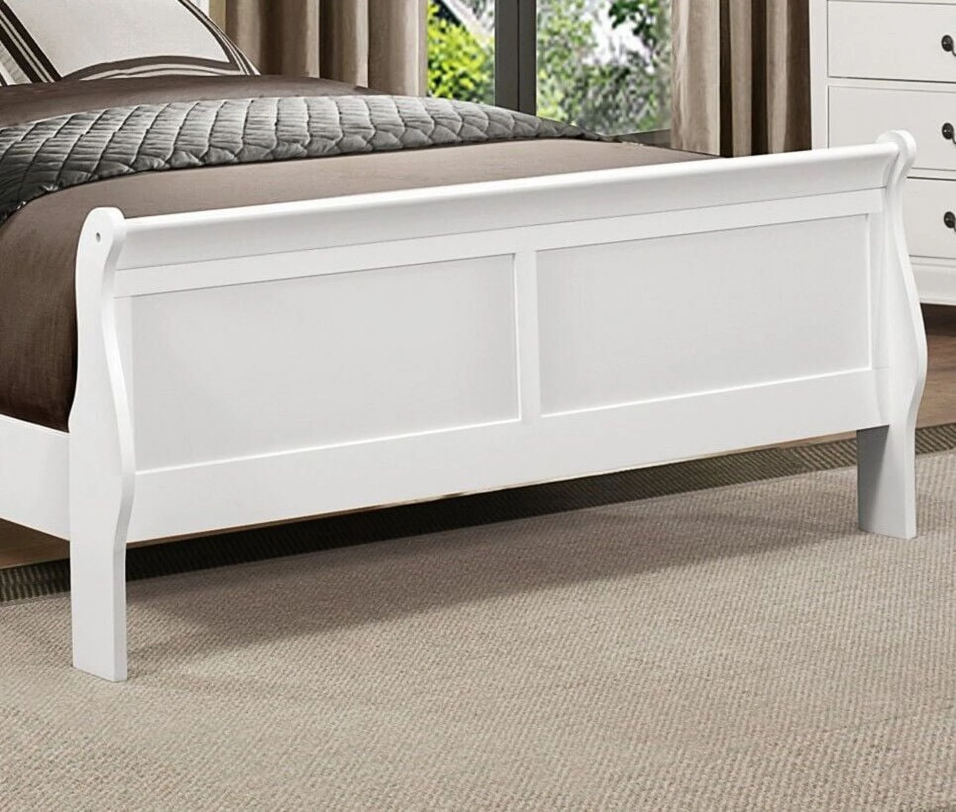 2026 Traditional White Finish 1pc Eastern King Size Sleigh Bed Classic Louis Philippe Styling Bedroom Furniture