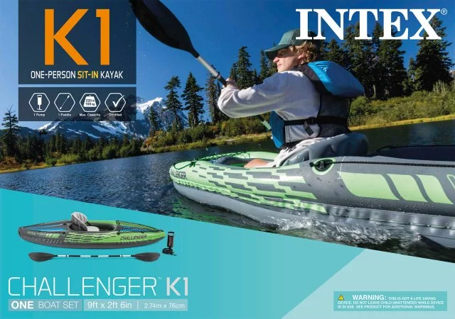 2026 Intex Challenger K1 Inflatable Kayak with Oar and Hand Pump