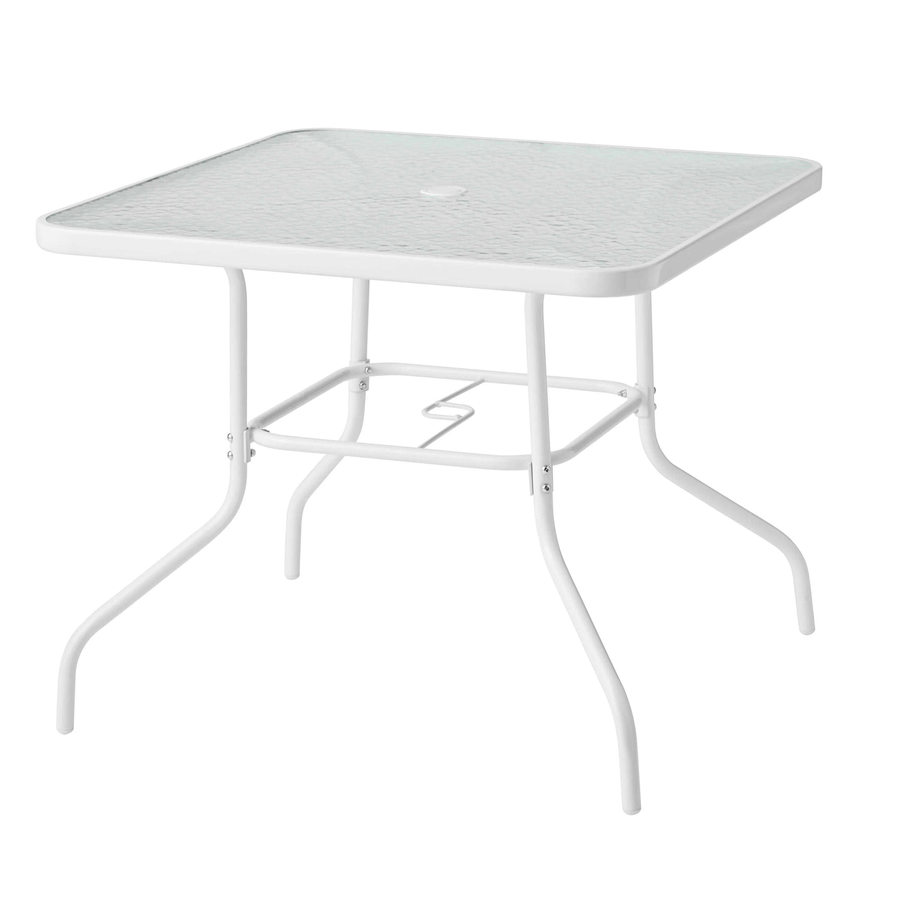 2026 Mainstays Albany Lane Outdoor Patio 5-Piece Dining Set, White Steel Frame and Blue Sling