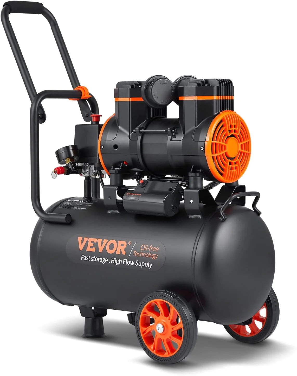 VEVOR 6.3 Gallon Air Compressor, 2 HP 3.35 CFM Oil Free Air Compressor Tank & Max
