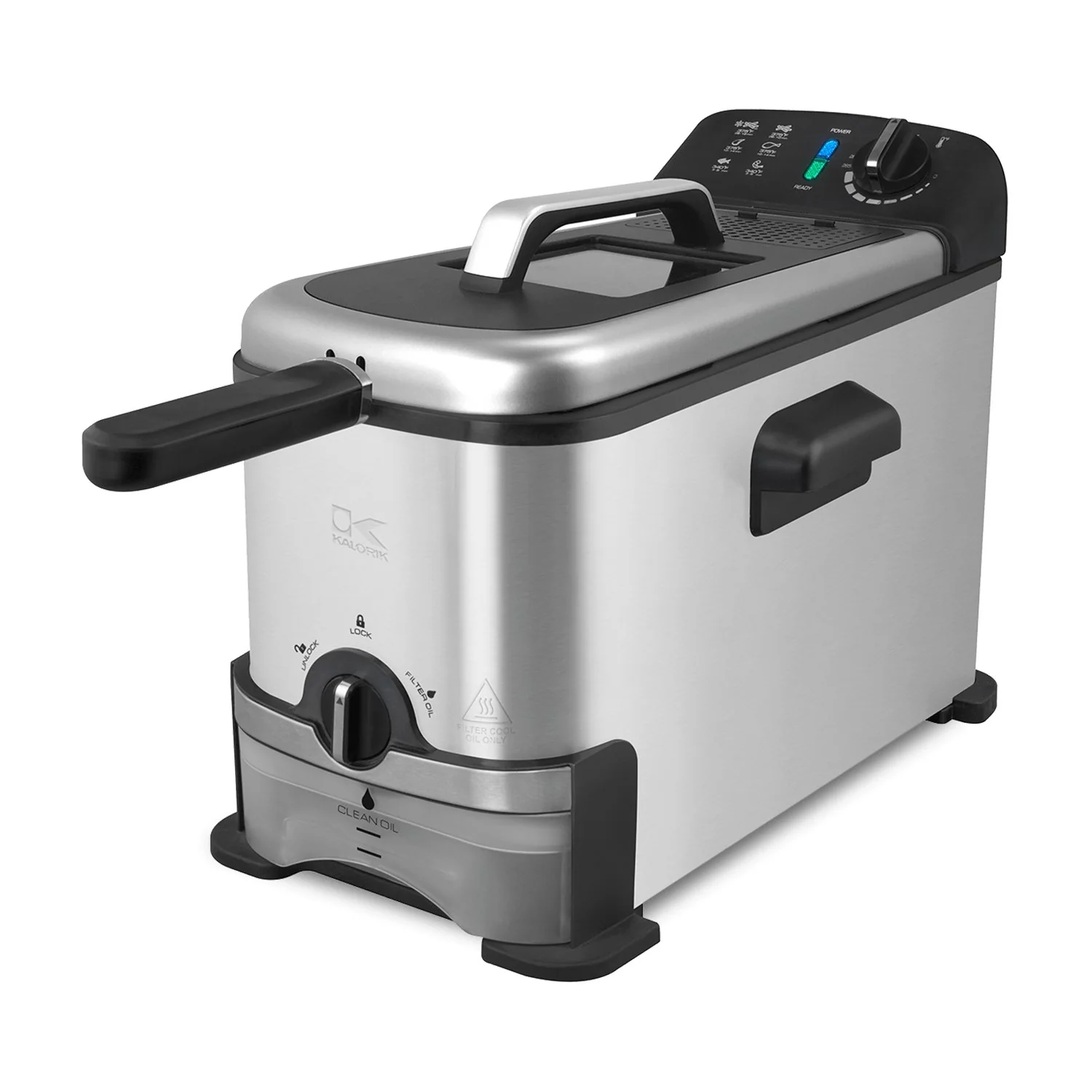 2026 Kalorik® 3.2 Quart Deep Fryer with Oil Filtration, Stainless Steel