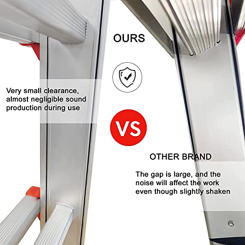 LANBITOU Ladder, A Frame 4 Step Ladder Extension, 14 FT Anti-Slip Multi Position Ladder