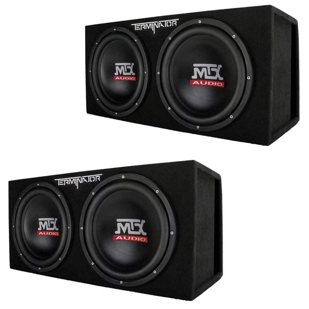 2026 MTX 12-Inch 2000-Watt Max Car Audio Dual Loaded Subwoofer Box Enclosure (2 Pack)
