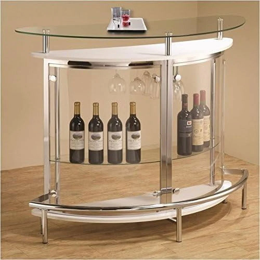 2026 FJU Metal Contemporary Home Bar Unit with Clear Acrylic Front in White