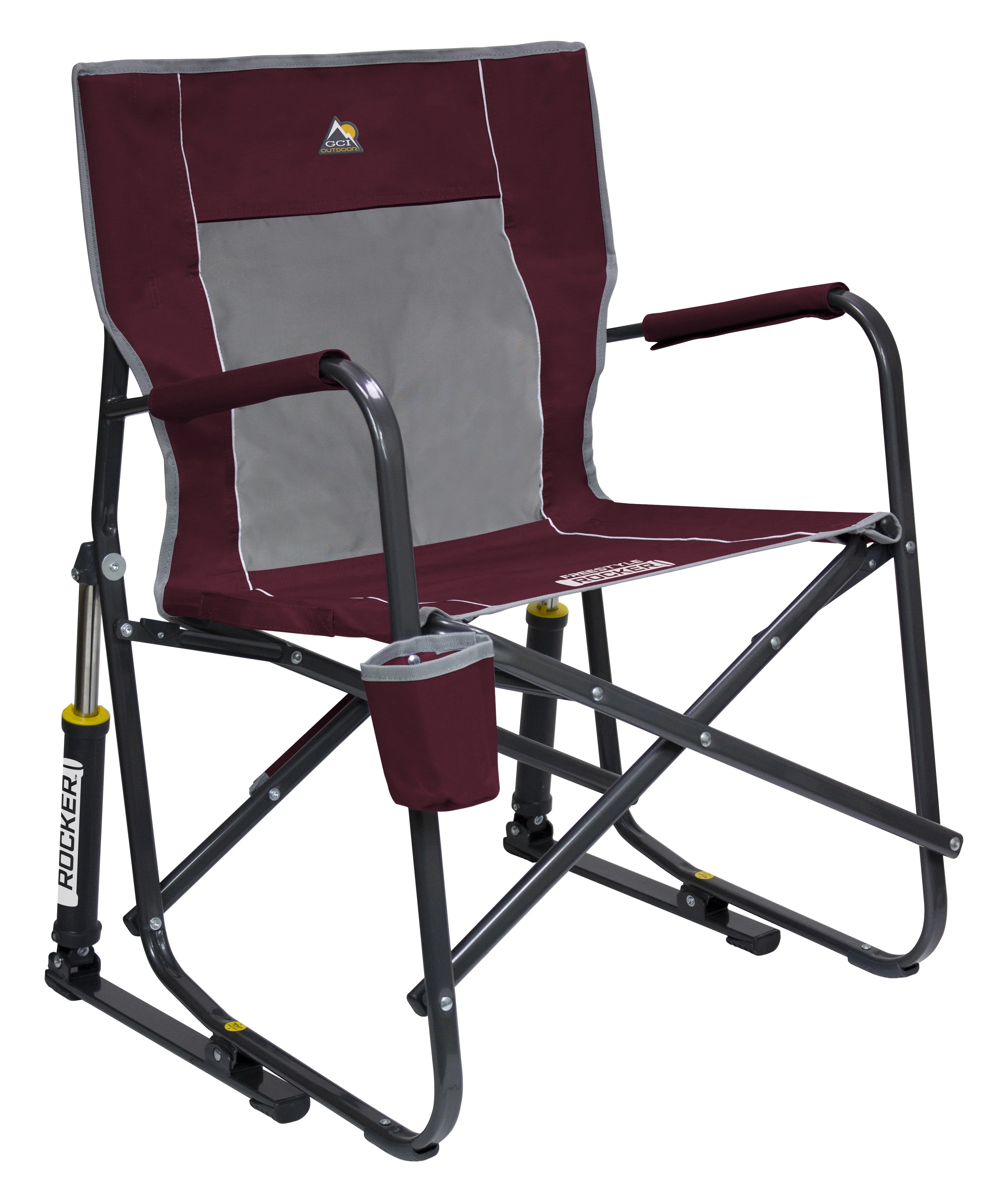 2026 GCI Outdoor Freestyle Rocker Foldable Rocking Camp Chair, Maroon