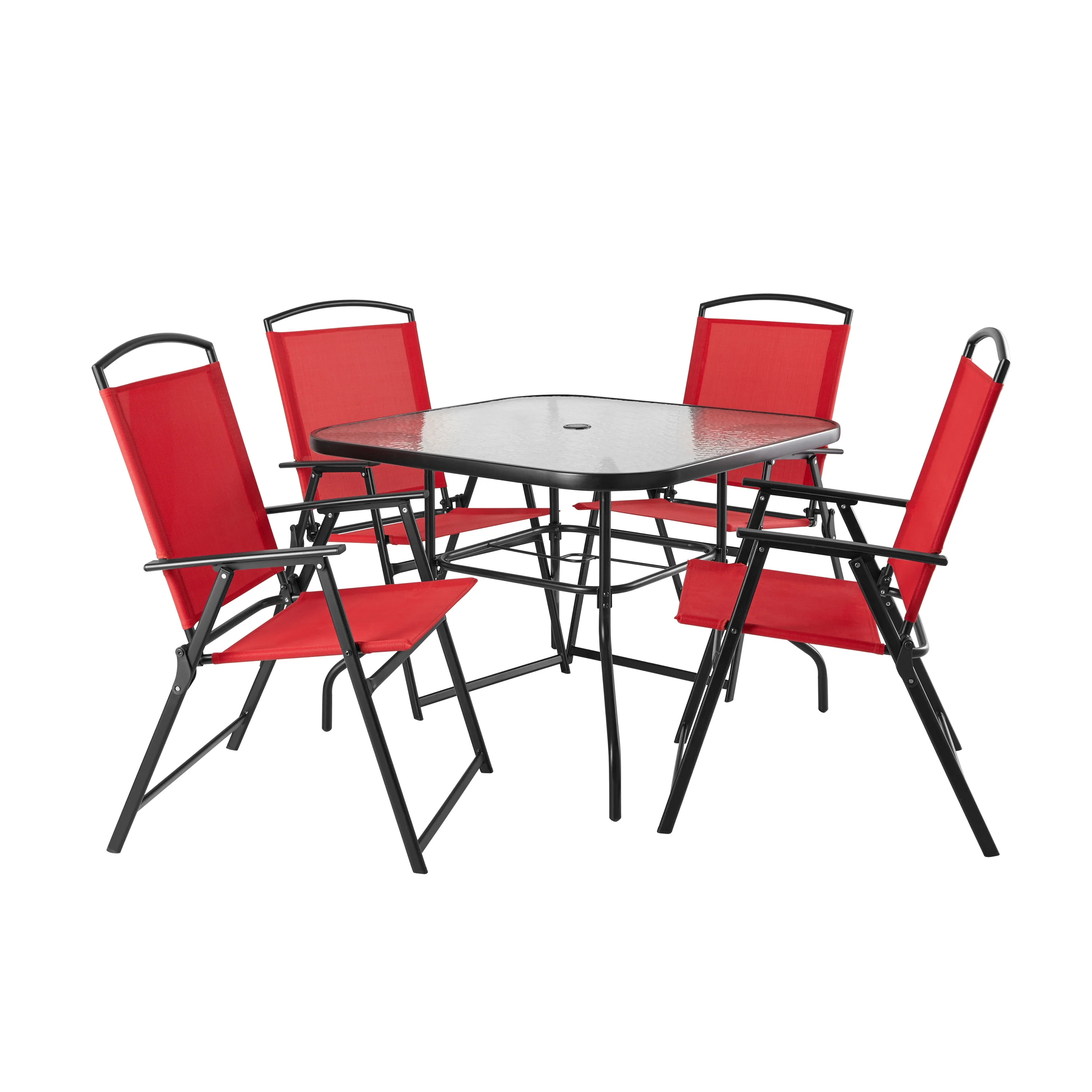 Mainstays Albany Lane Steel 5-Piece Outdoor Dining Set, Red