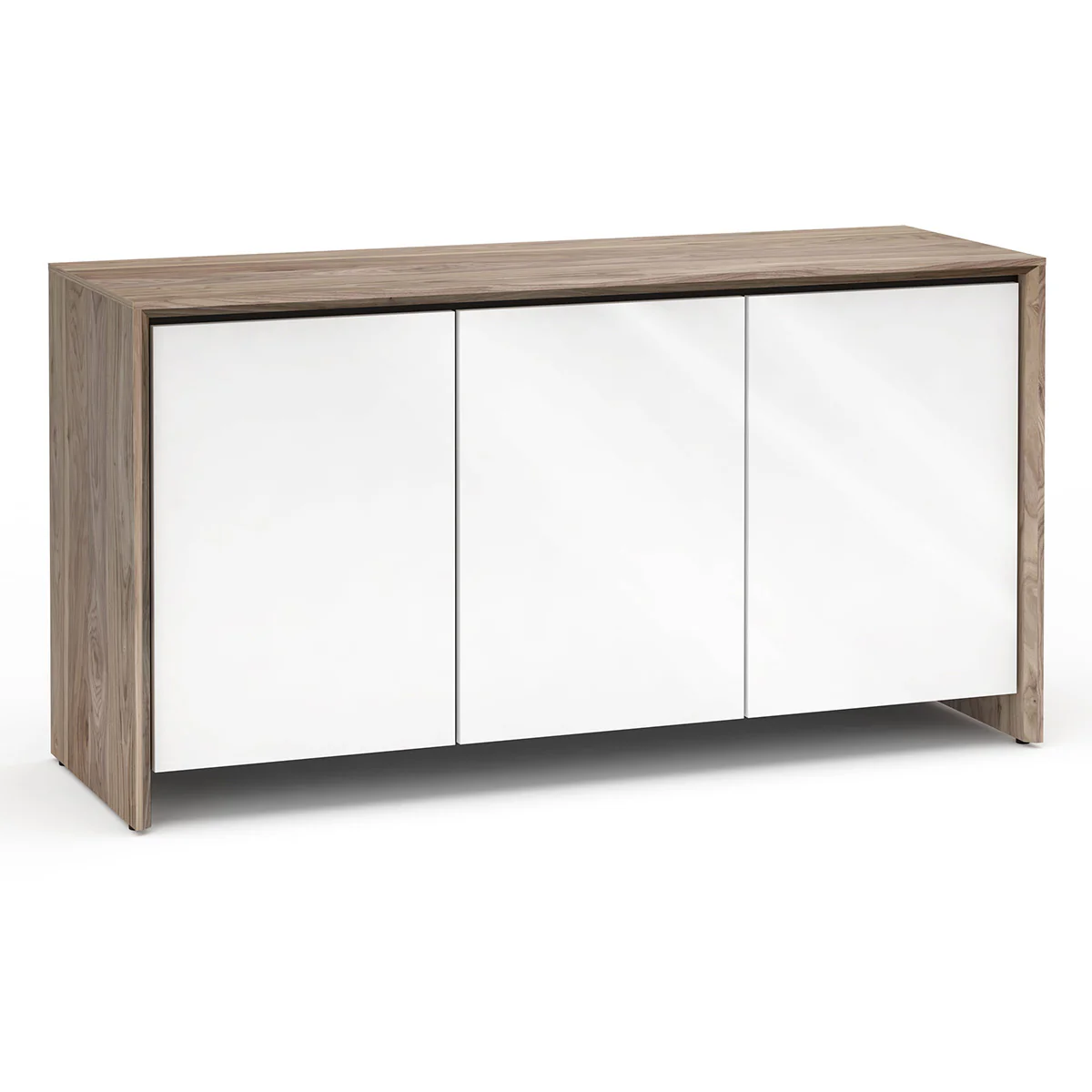 2026 Salamander Chameleon Collection Barcelona 337 Triple AV Cabinet (Natural Walnut with Gloss White Doors)