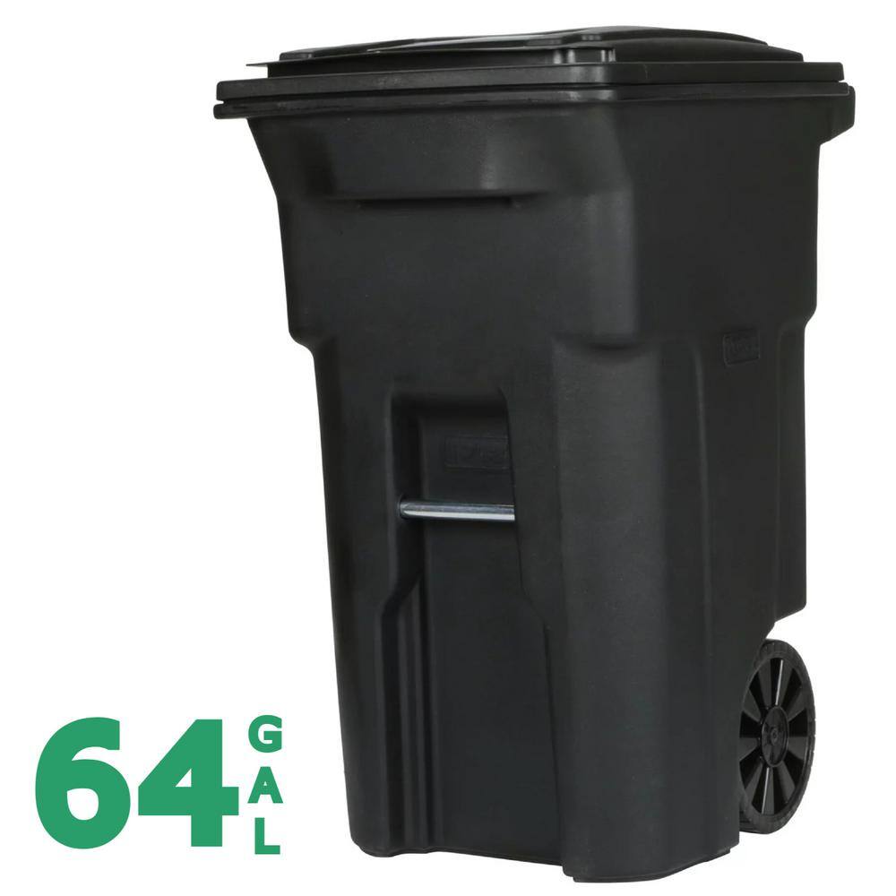 2026 Toter 64 Gallon Black Rolling Outdoor GarbageTrash Can with Wheels and Attached Lid 79264-R2200