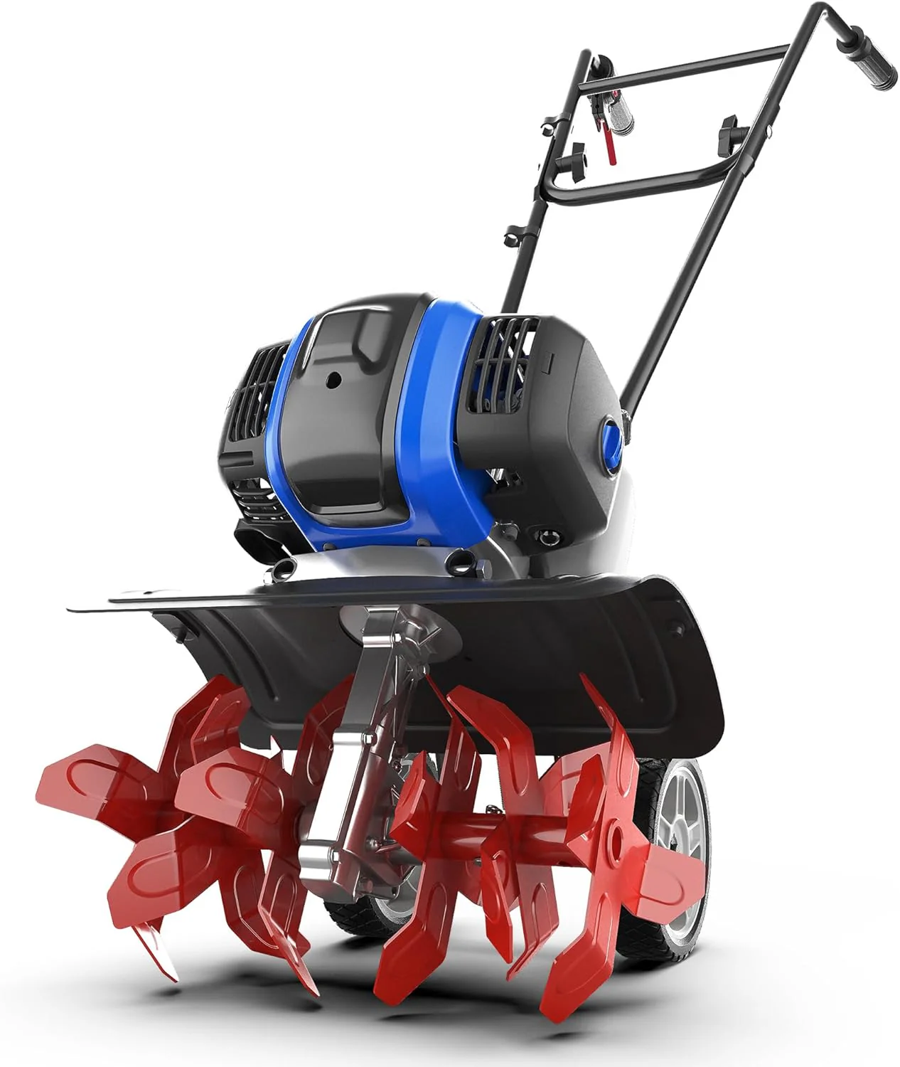 Garden Tiller 53cc Mini Cultivator 15 inch Powerful Liftable Booster Rod Tilling Tool for Lawn, Garden and Field Soil Cultivation