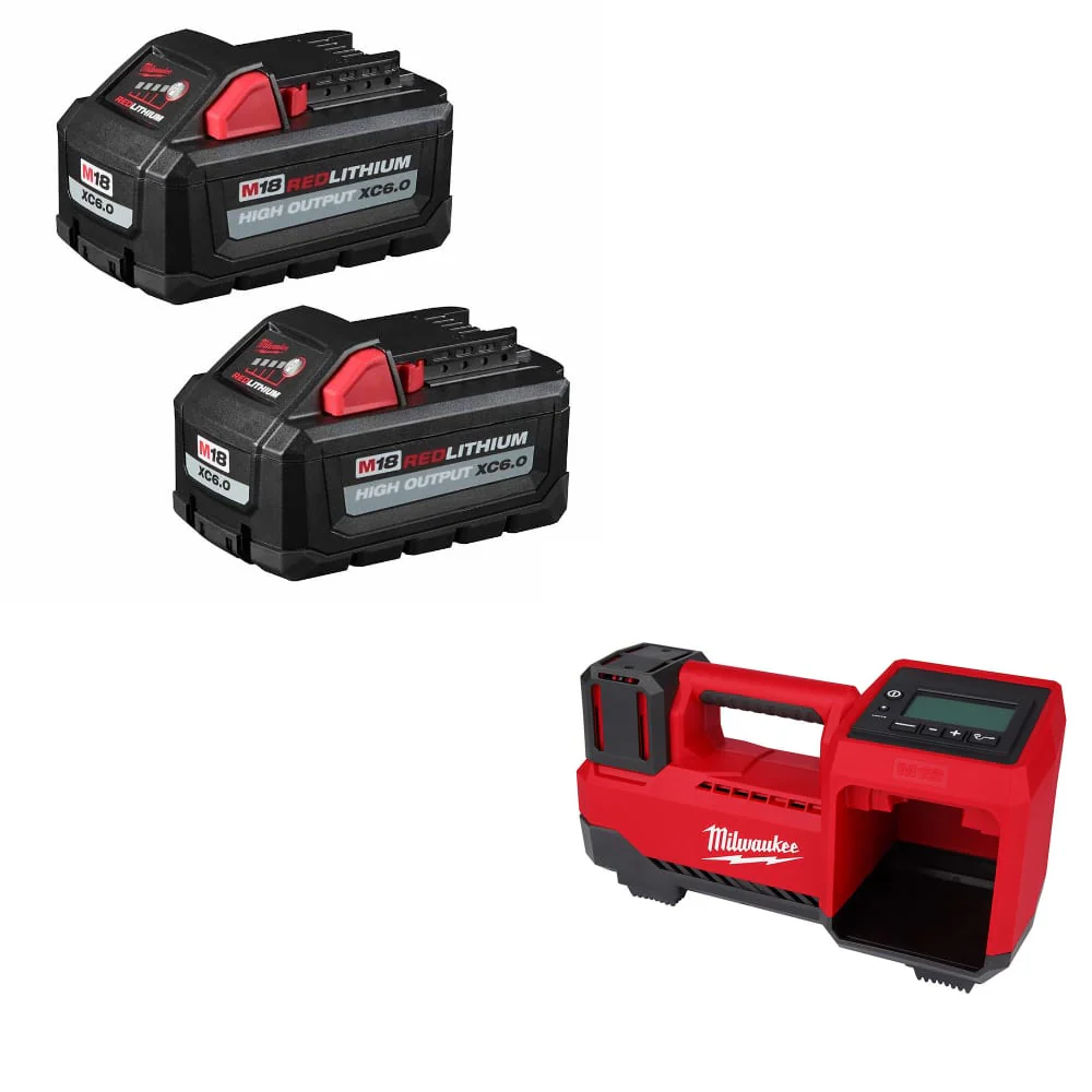2026 Milwaukee 48-11-1862 M18 XC6.0 Battery 2-Pack w/ FREE 2848-20 M18 Tire Inflator