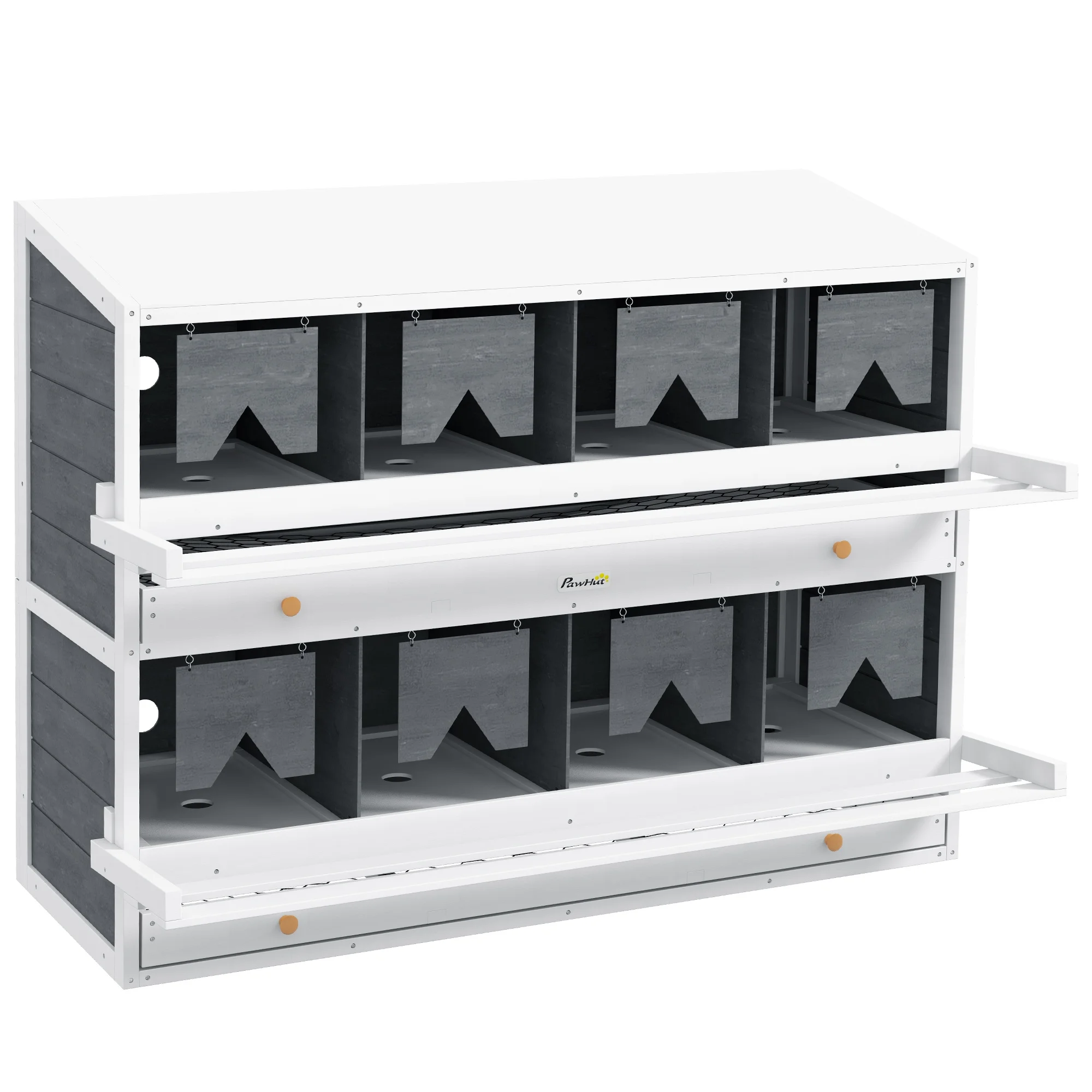 2026 PawHut Nesting Boxes for Chickens W/ 2 Egg Collection Trays, 8 Compartments