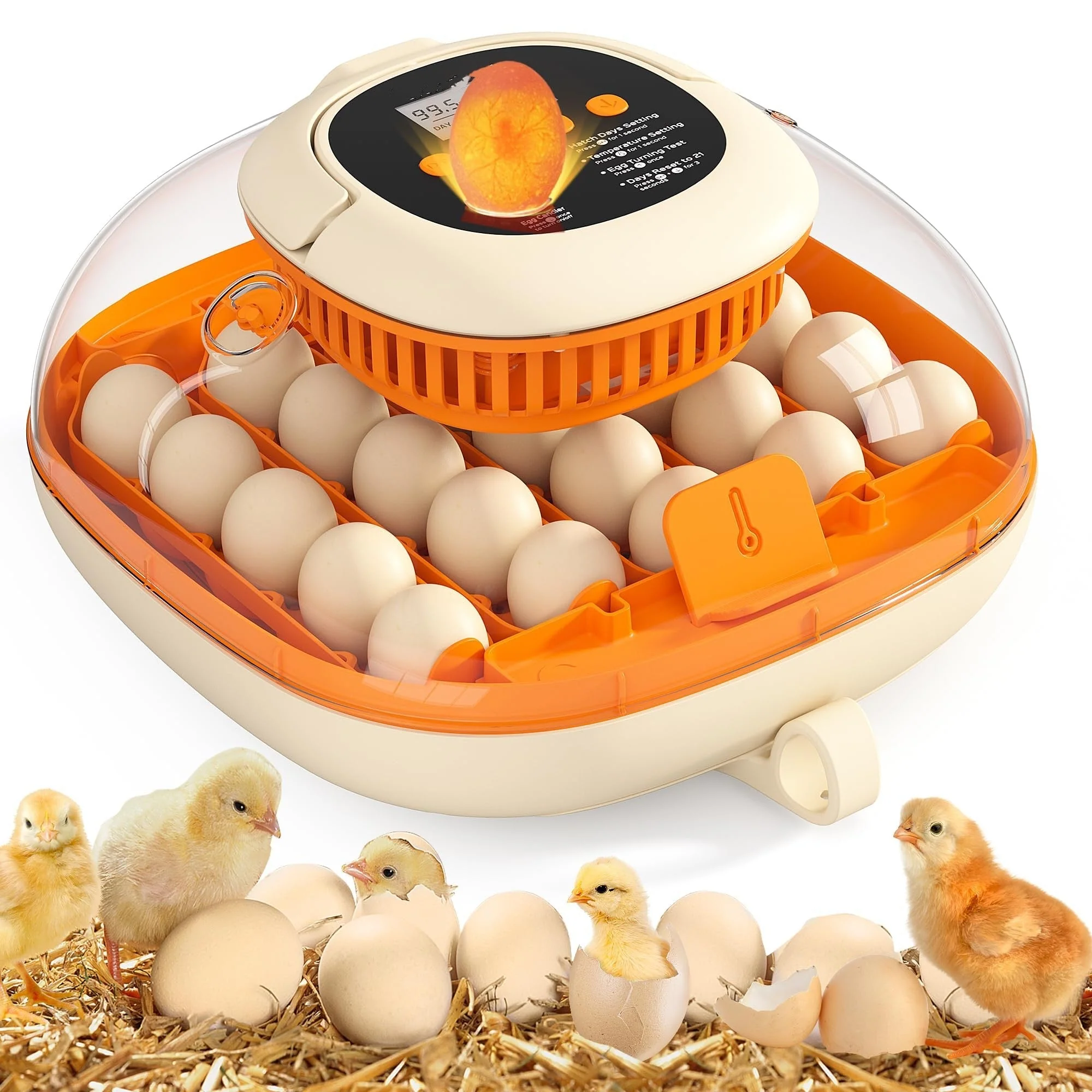 [2024 Upgrade] 25 Egg Incubator with Automatic Turner, Thermometer, Humidity Control & Clear 360° Viewing Window