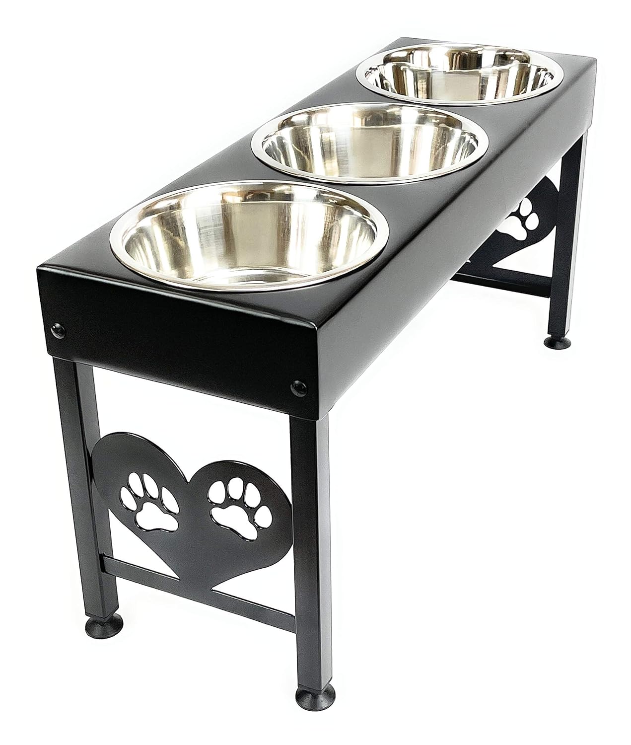 2026 Pet Feeding Station Triple 3-Quart Metal Dog Bowl 16