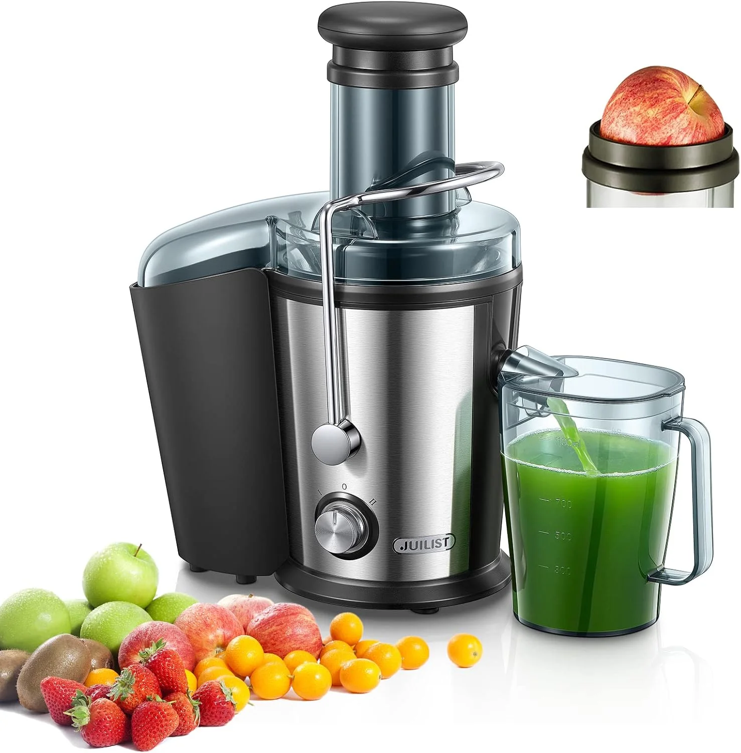 2026 Juicer Machines Vegetable and Fruit, 800W Powerful Juilist Centrifugal Juicer Machines Easy to Clean with Brush, Dual Speeds Juice Extractor Machine with Large 3'' Feed Chute & Anti-Drip