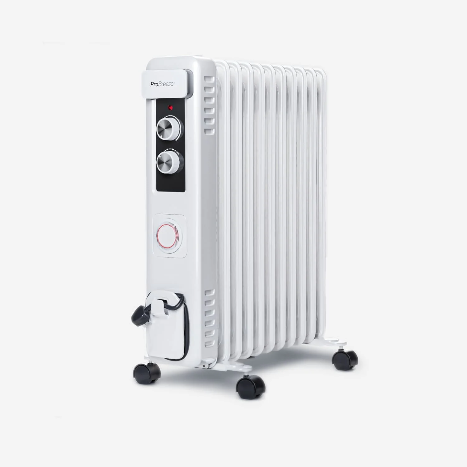 2026 2500W 11 Fins Oil Filled Radiator Heater with Thermostat Control - White