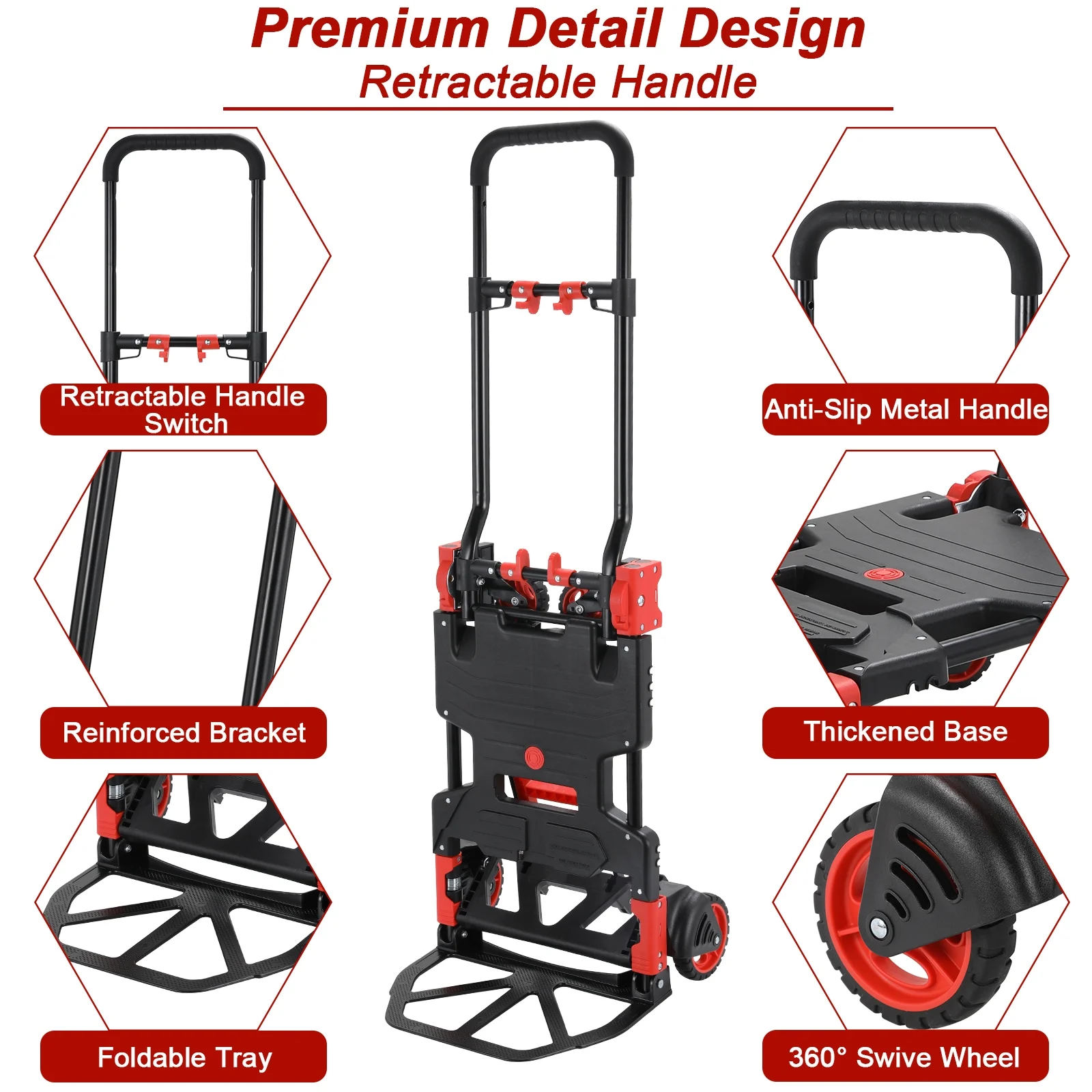 2026 LAZY BUDDY Folding Hand Truck Dolly, 2-in-1 Heavy-duty Platform Cart with 22