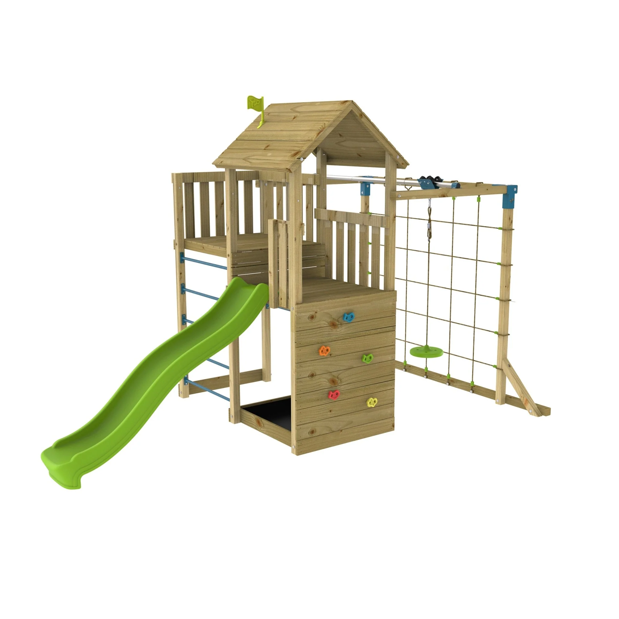 TP Skywood Wooden Tower Climbing Frame with Ripple Slide, Sky Deck, Skyline & Flying Fox Add On - FSC® certified