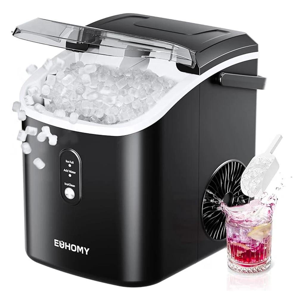 2026 【Shipping on May 20】EUHOMY Auto-Cleaning 10'' Nugget Ice Countertop Ice Maker with Handle
