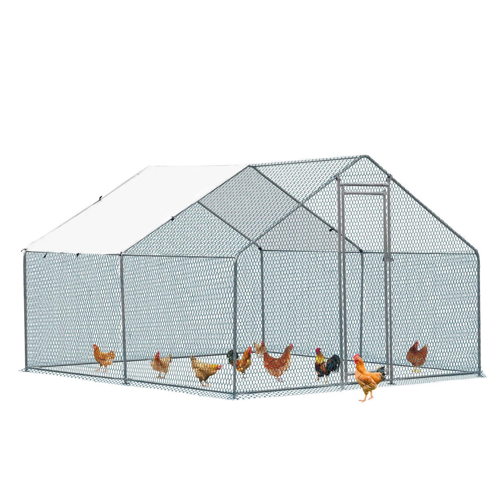 2026 ZGBY 10 X 10 Ft Large Metal Chicken Coop, Walk-In Poultry Cage Chicken Hen Run House