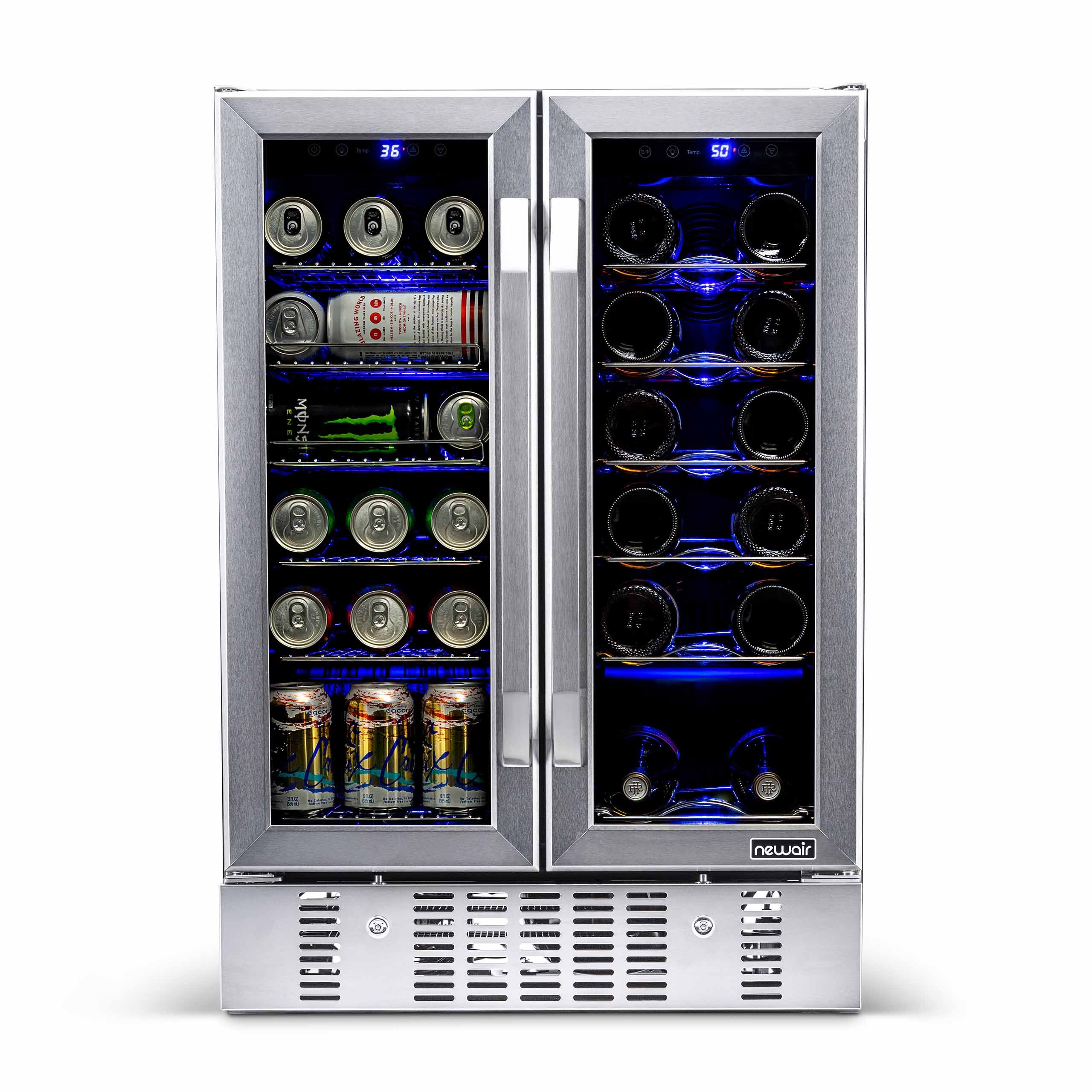2026 Newair® 58-Can, 18-Bottle Built-in Dual Zone Beverage Fridge - 24