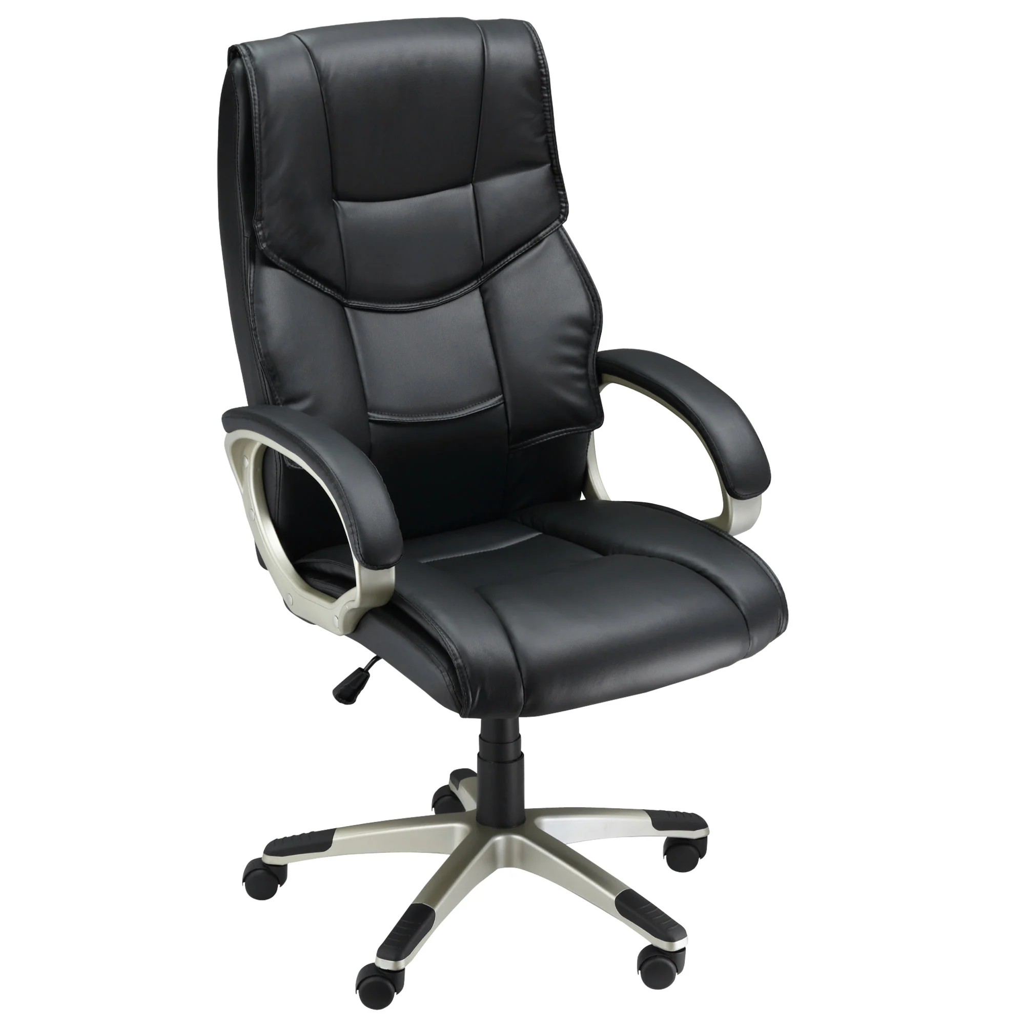 High Back Computer Office Chair, Faux Leather Swivel Desk Chair with Adjustable Height, Black