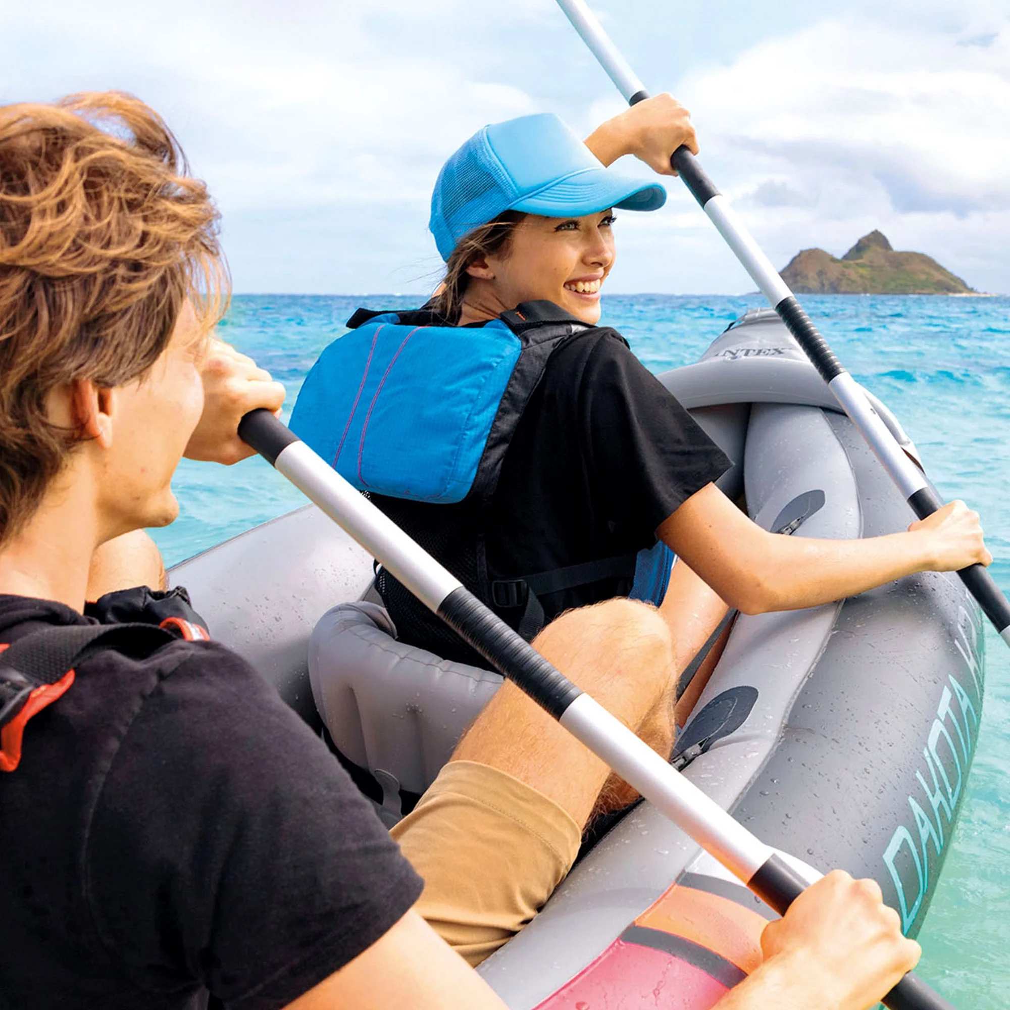 2026 Open Box Intex Dakota K2 2 Person Vinyl Inflatable Kayak with Oars and Pump