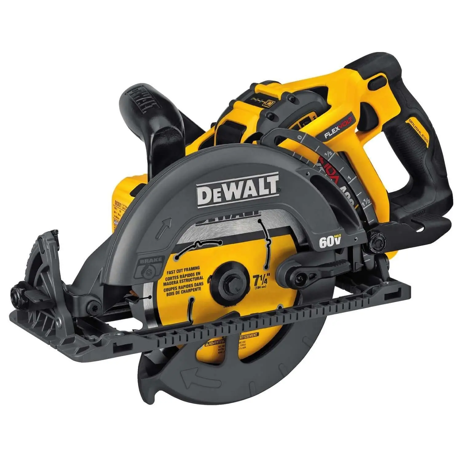 2026 DEWALT DCS577X1 FLEXVOLT® 60V MAX* 7-1/4 IN. CORDLESS WORM DRIVE STYLE SAW (9.0A