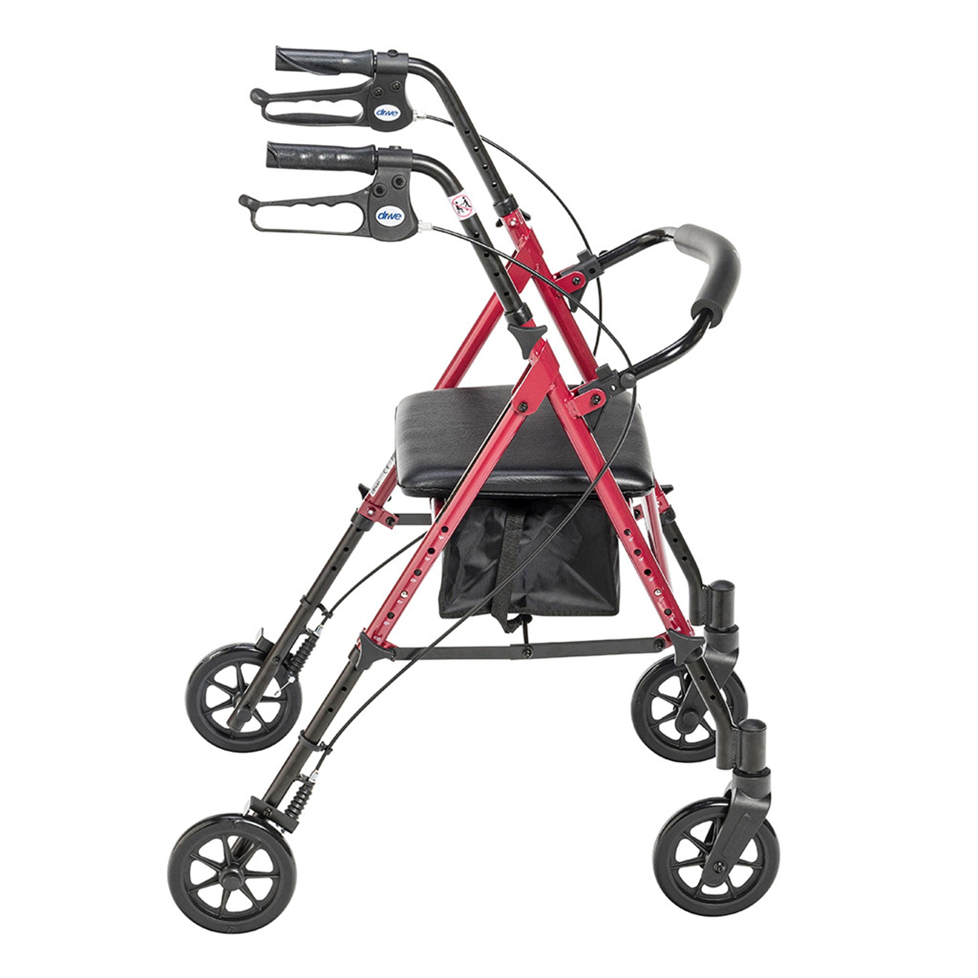 2026 Drive Medical Adjustable Height Aluminum Frame Rollator with 6 Inch Casters, Red