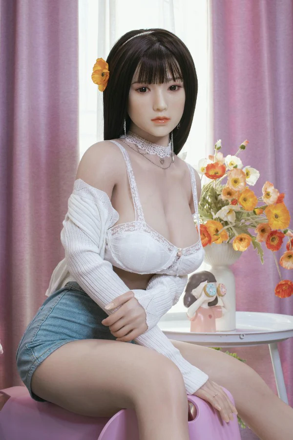 sex doll RC160cm / 5ft3 Long Black Hair Beautiful Silicone Chinese Sex Doll - Dime Doll: Dortha - R C
