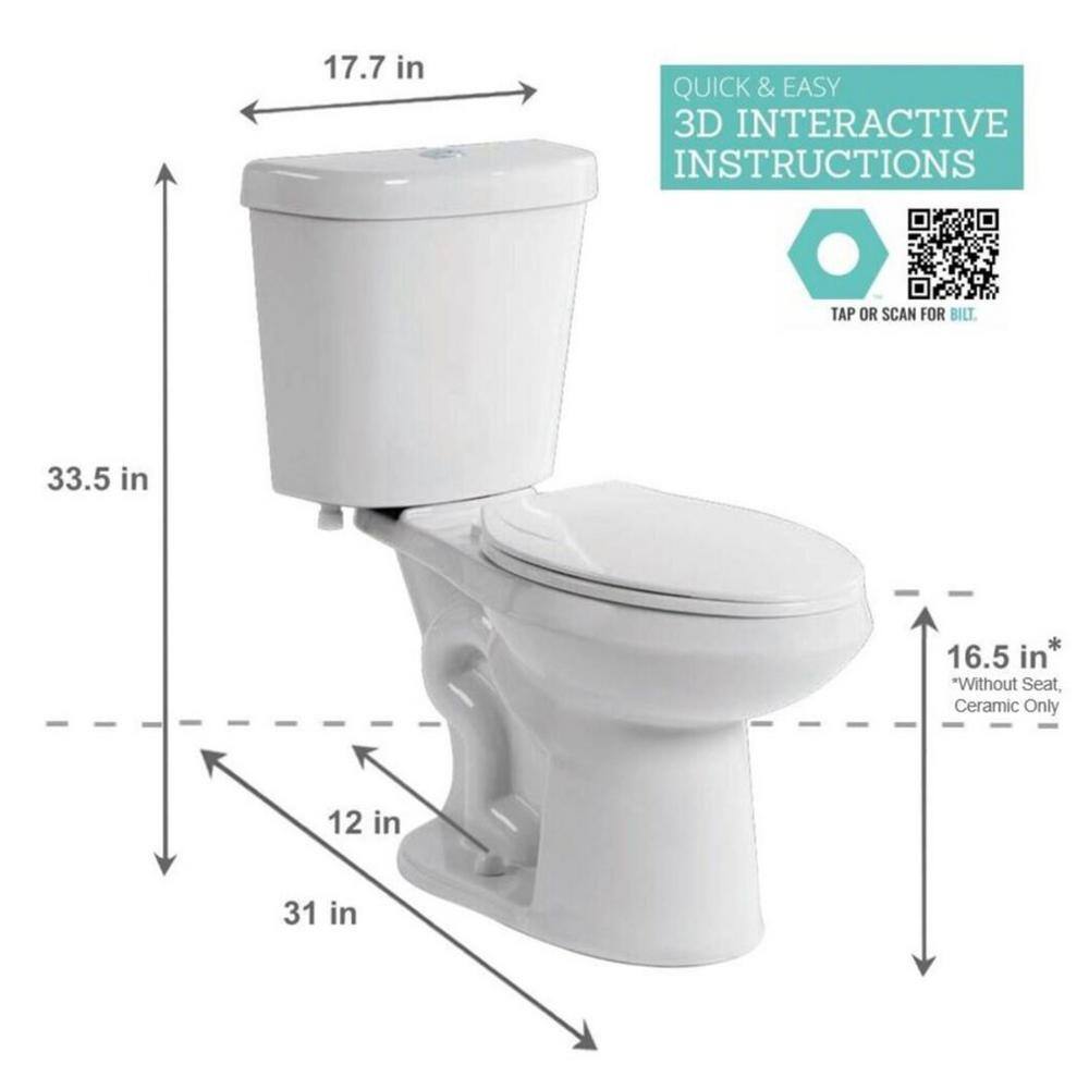 2026 Glacier Bay 2-Piece 1.28 GPF High Efficiency Single Flush Elongated Toilet in White
