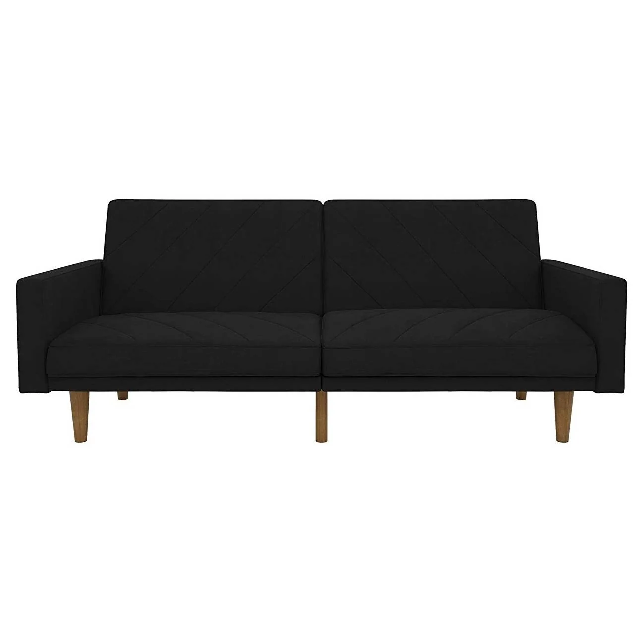2026 Black Mid-Century Modern Linen Upholstered Sofa Bed with Classic Wood Legs
