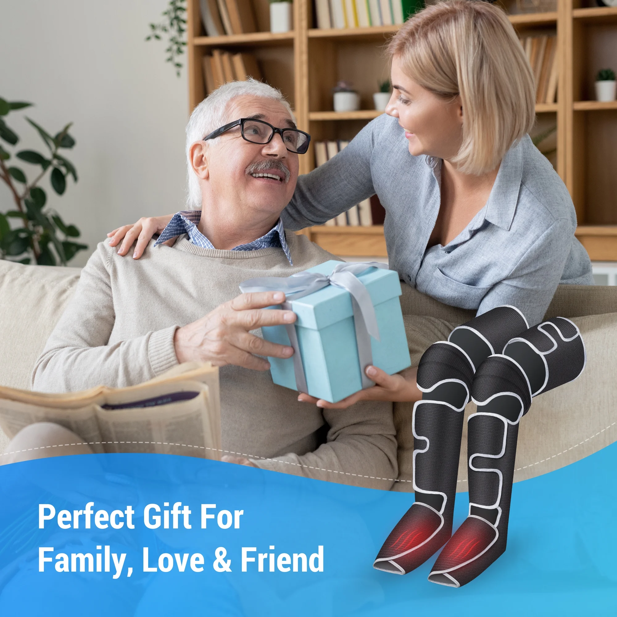 2026 Comfier Leg Massager for Circulation, Air Compression Calf Knee Foot Massager with Heat, Leg Wraps Massage Boots for Pain Relief, Fathers Day Gifts