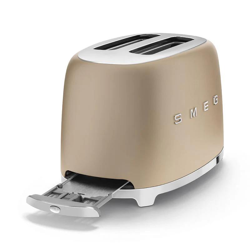 2026 SMEG TSF01CHMUK 50s Retro Style 2 Slice Toaster Matte Champagne