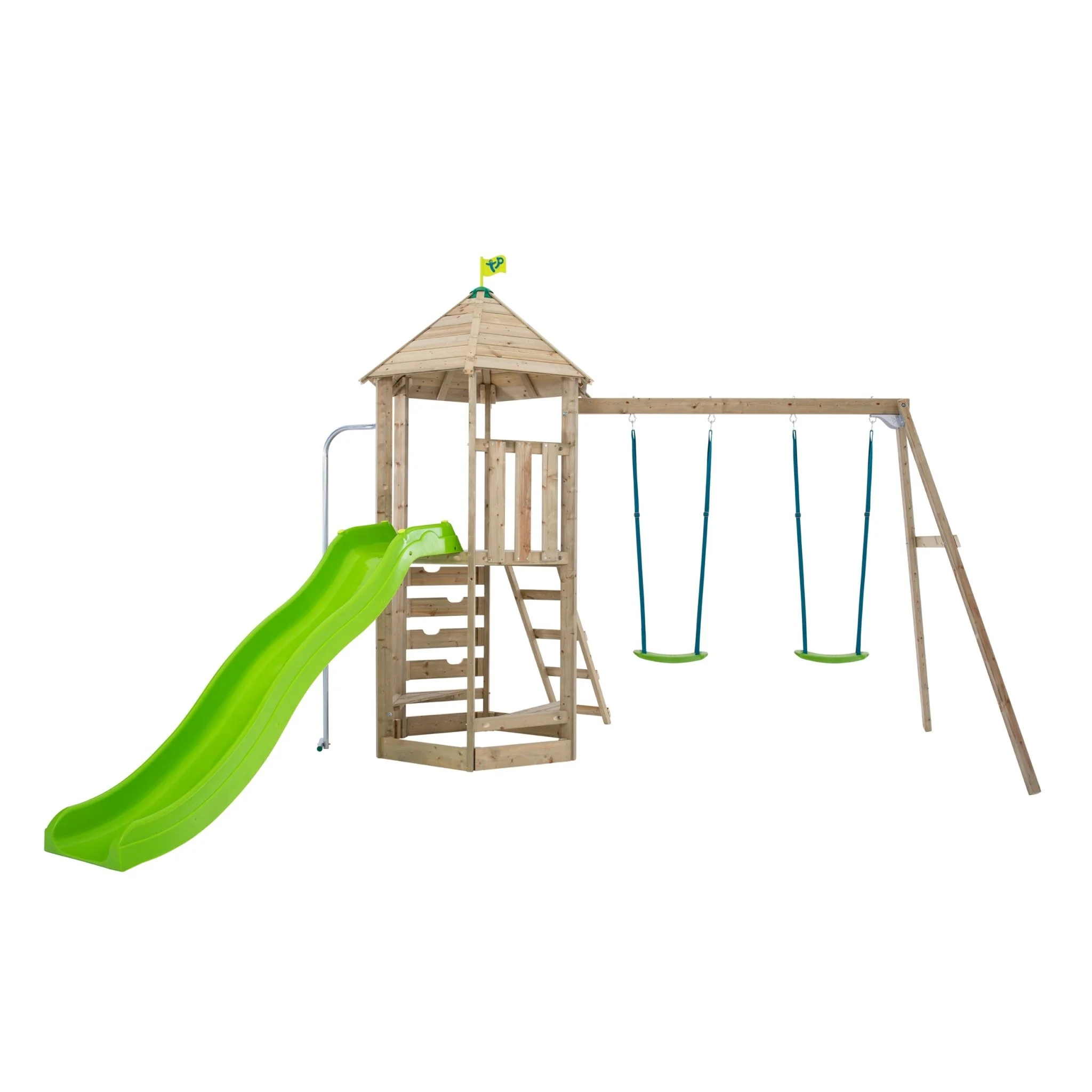 TP Castlewood Beeston Wooden Climbing Frame with Swing Set & Slide - FSC® certified
