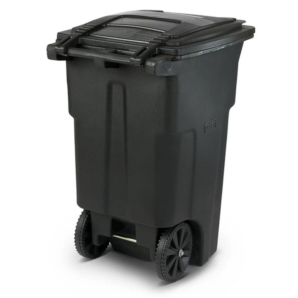 2026 Toter 64 Gallon Black Rolling Outdoor GarbageTrash Can with Wheels and Attached Lid 79264-R2200