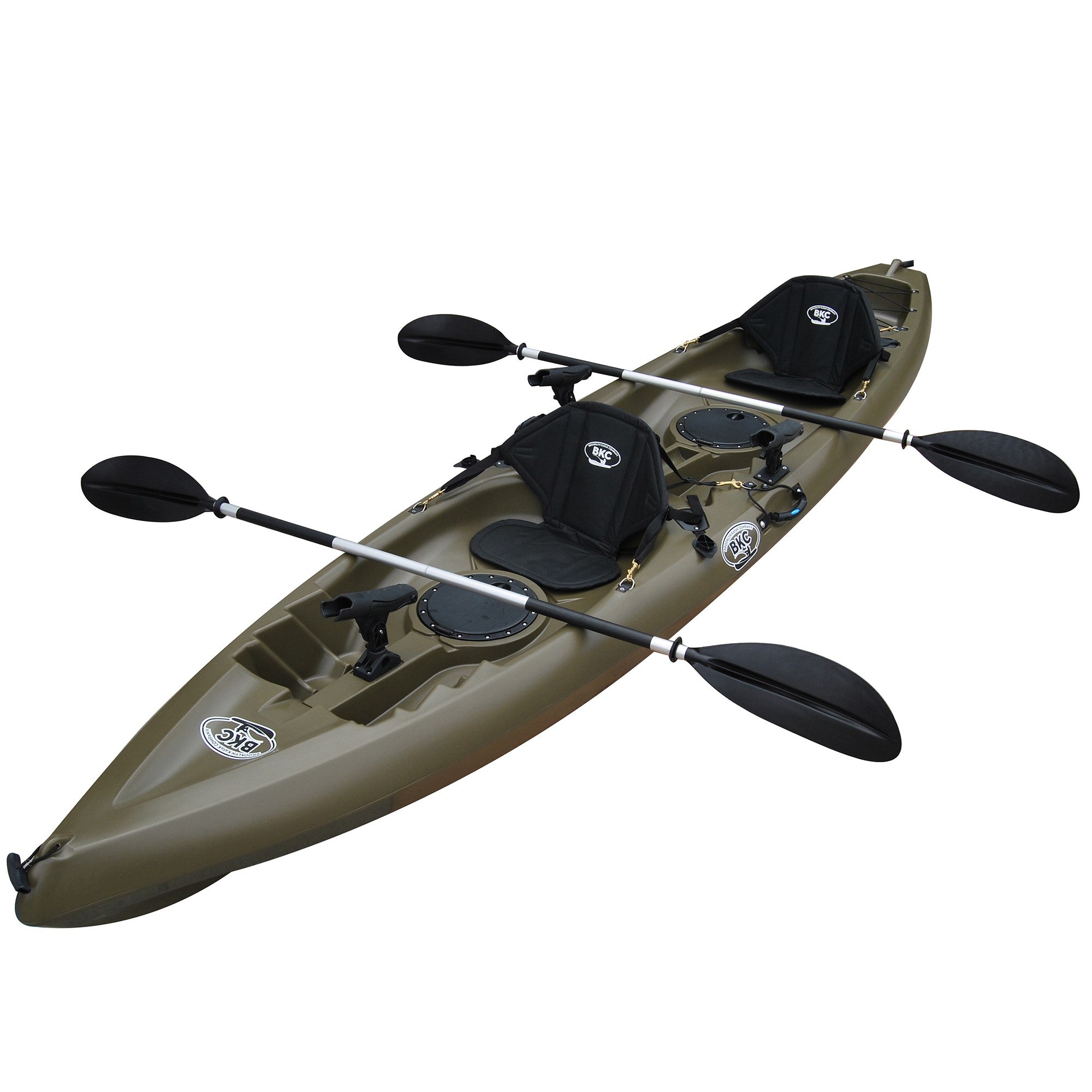 2026 BKC TK181 Angler 12-foot, 8 inch Tandem 2 Person Sit On Top Fishing Kayak w/ Padded Seats and Paddles