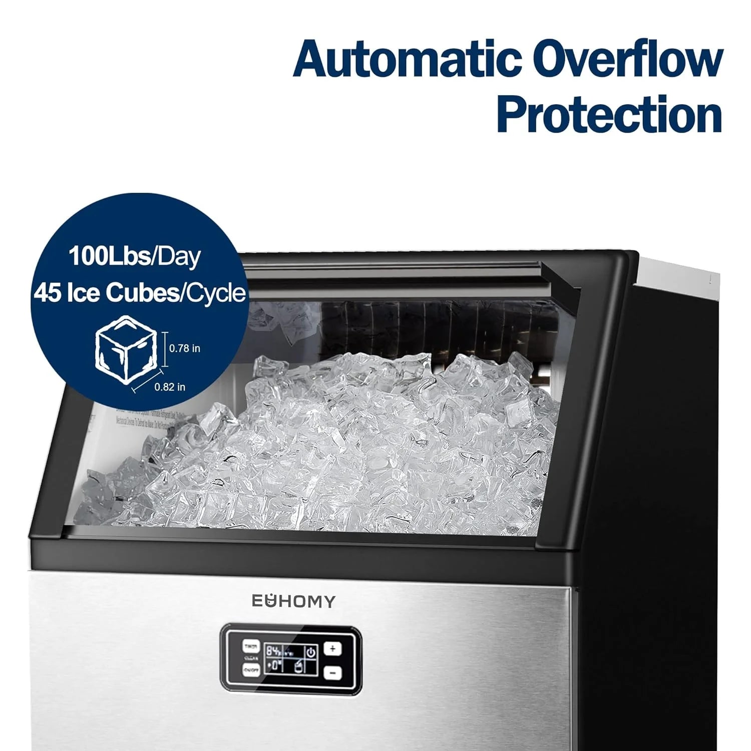 2026 EUHOMY Commercial Ice Maker Machine, 100lbs/24H Stainless Steel Under Counter